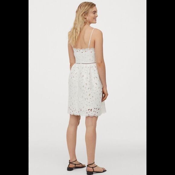 H&M Lace Embroidered Dress White - Picture 3 of 4